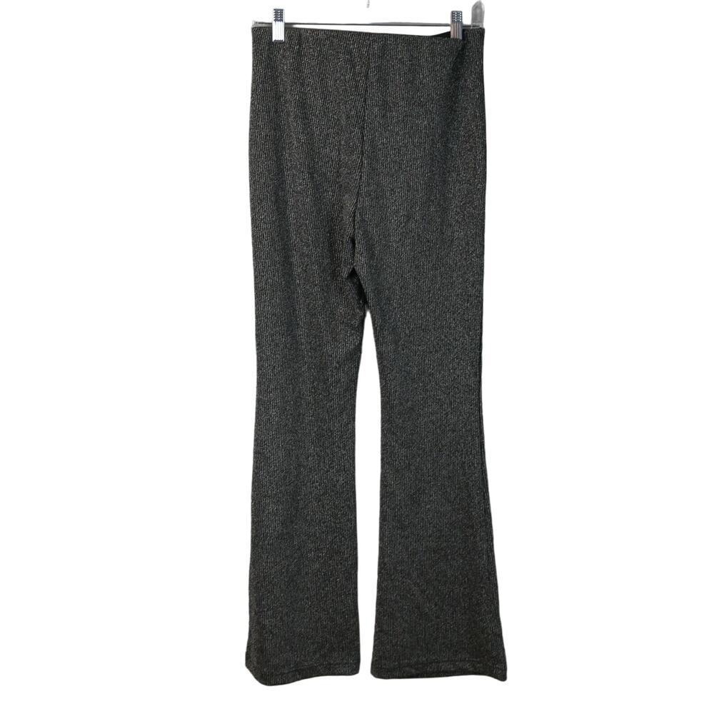 Old Navy Pants Womens Small High Rise Flared Knit Black Silver Metallic Sparkle - Picture 2 of 6